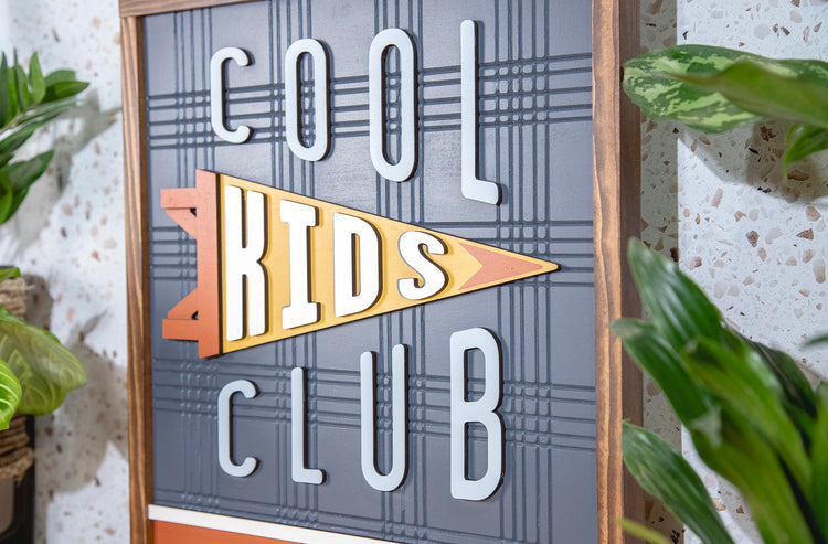 Cool Kids Club Plaid Play Room Wood Sign