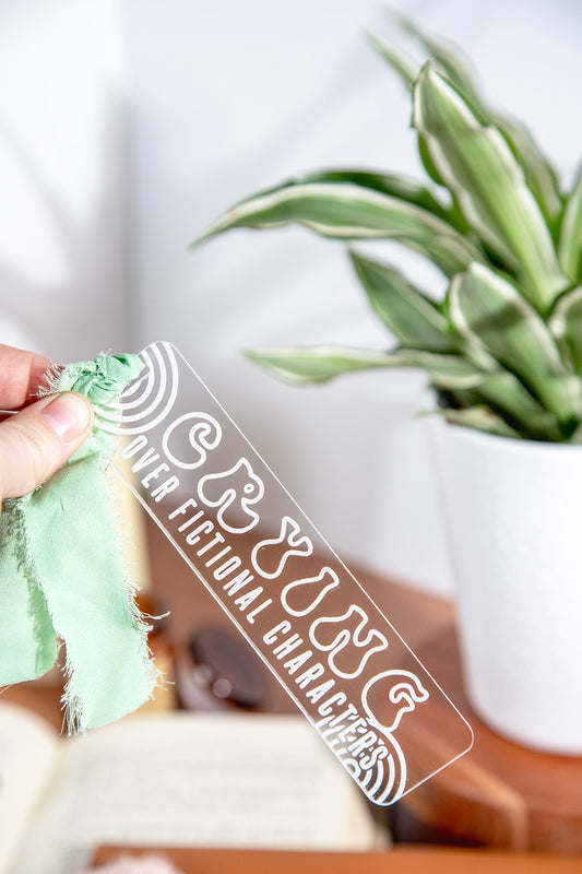 Crying Over Fictional Characters Acrylic Bookmark