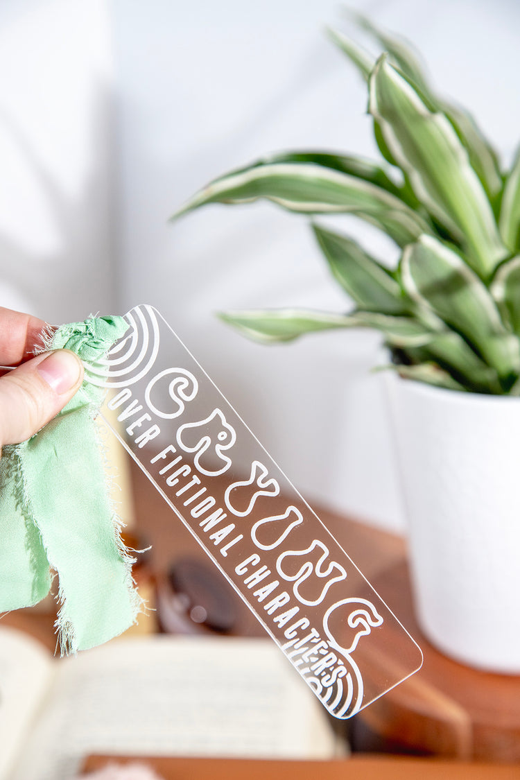 Crying Over Fictional Characters Acrylic Bookmark