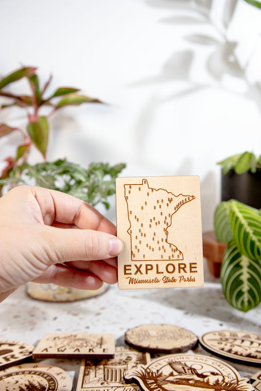 Explore Parks Minnesota Wood Magnet