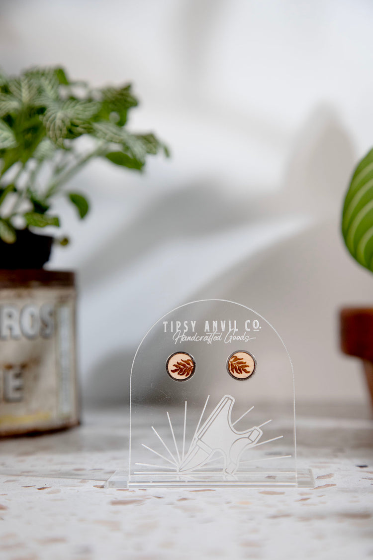 Fern Wood Stud Earrings