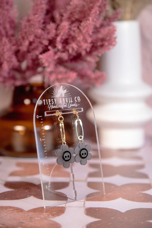 Goth Daisy Acrylic Dangle Earrings