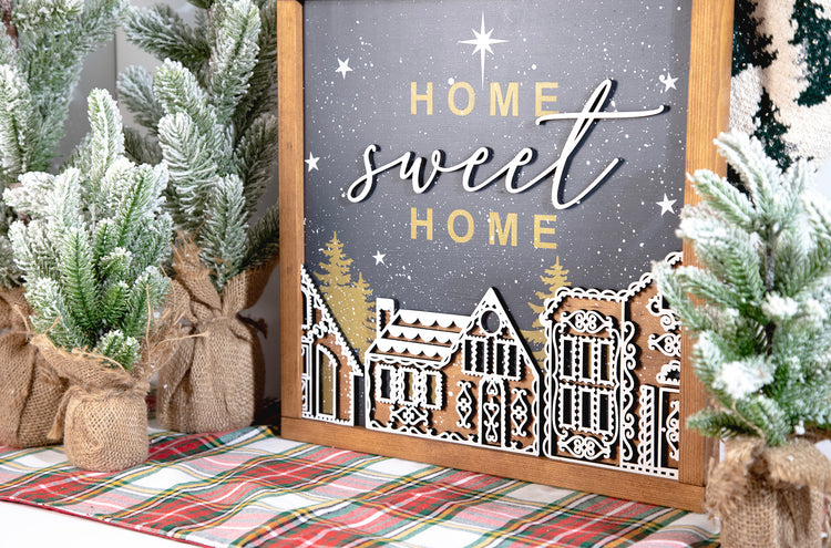Home Sweet Home Gingerbread Sign 15x15