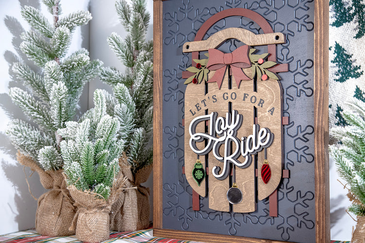 Lets Go For Joy Ride Sledding Wood Sign 14x20