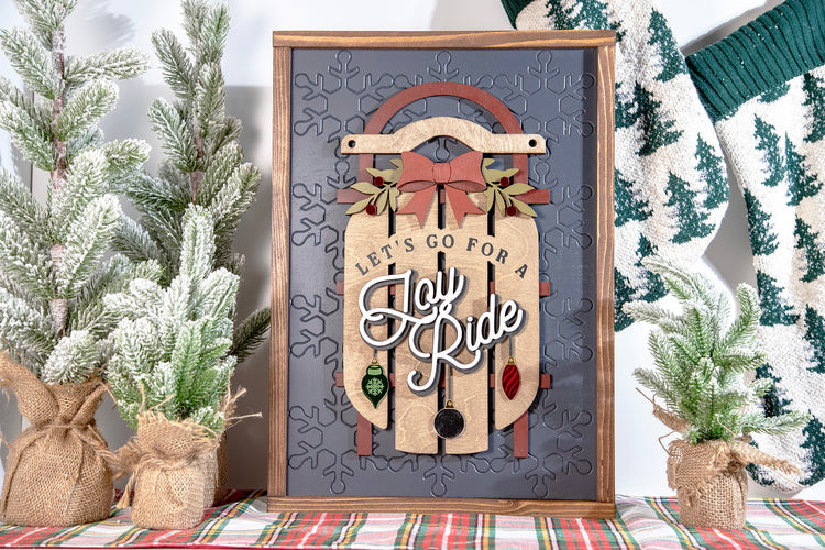 Lets Go For Joy Ride Sledding Wood Sign 14x20