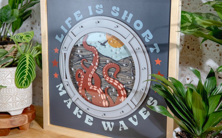 Life is Short Makes Waves Wood Sign 19x19