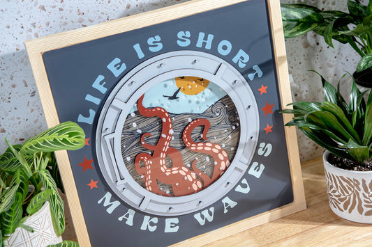 Life is Short Makes Waves Wood Sign 19x19