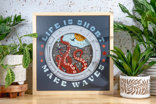 Life is Short Makes Waves Wood Sign 19x19