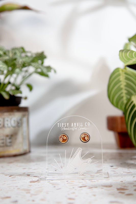 Mistletoe Wood Stud Earrings