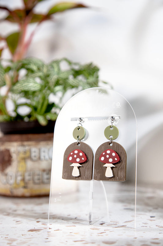 Mushroom Grain Dangle Acylic Earrings