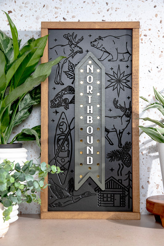 Northbound Engraved Marquee Wood Sign 11x22