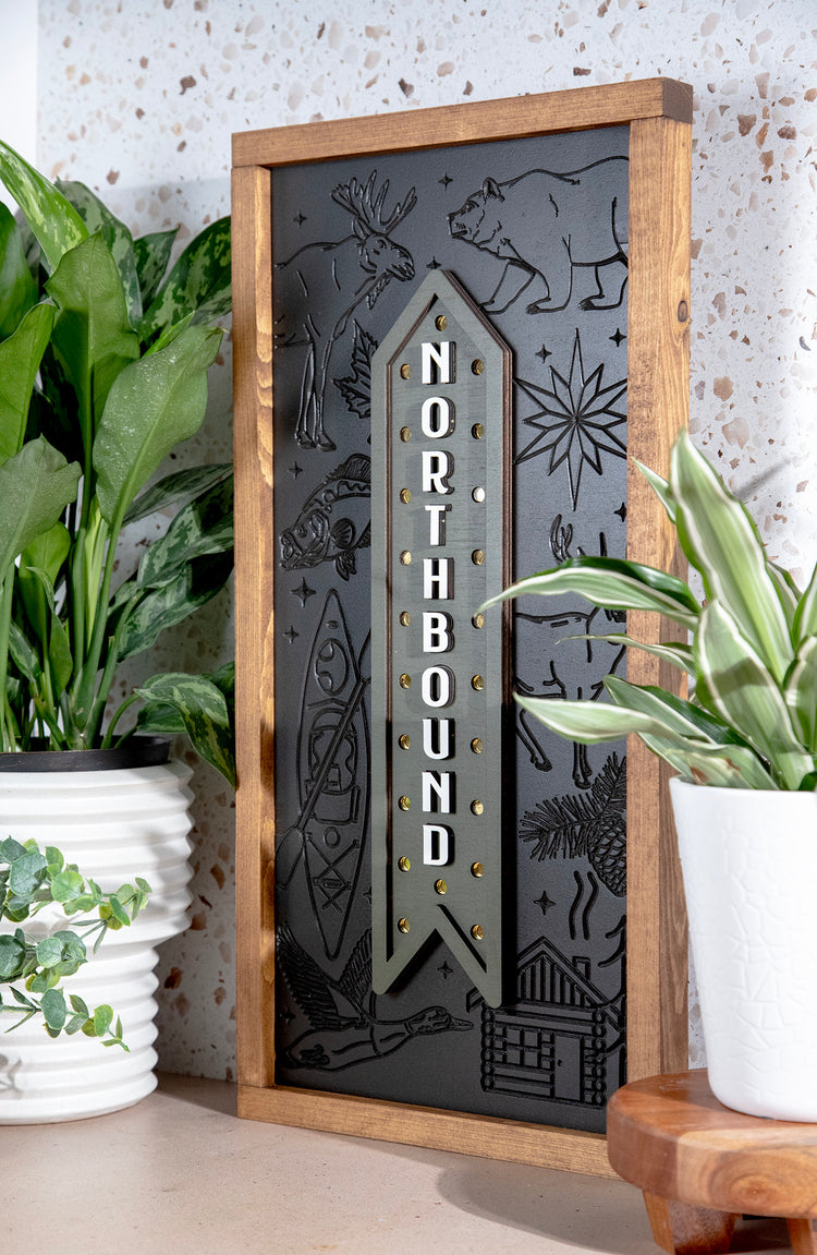 Northbound Engraved Marquee Wood Sign 11x22