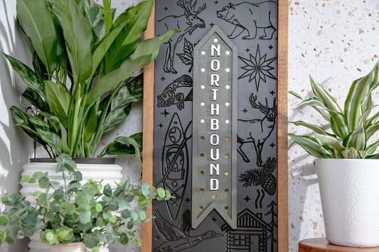 Northbound Engraved Marquee Wood Sign 11x22