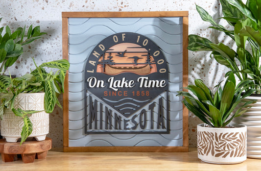On Lake Time Minnesota Sign 18x20