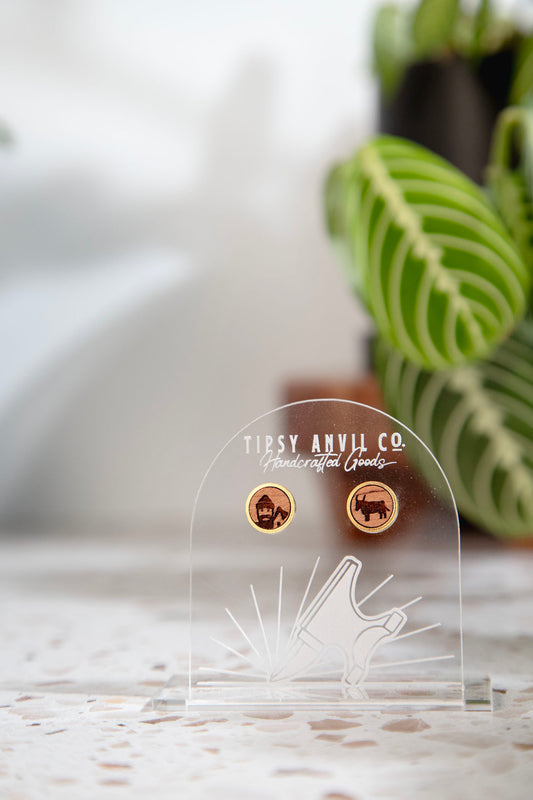 Paul & Babe Wood Stud Earrings