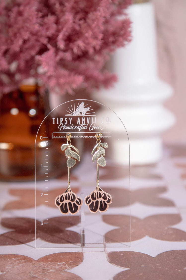 Rose Gold Floral Dangle Earrings