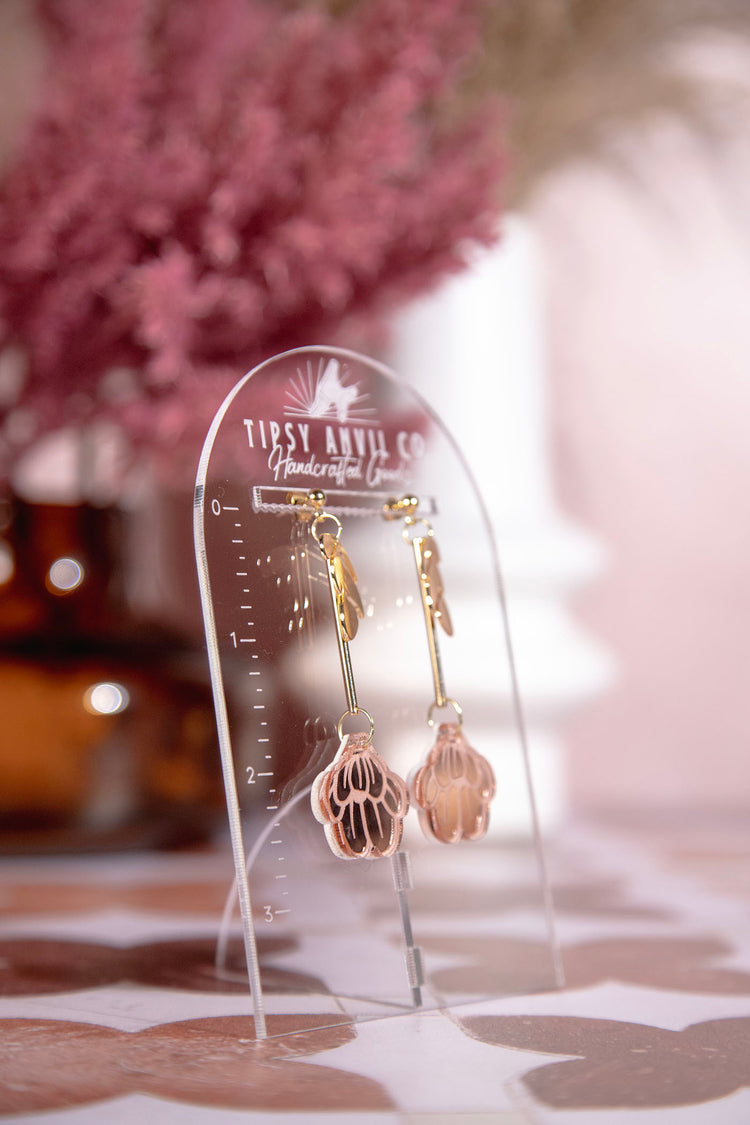 Rose Gold Floral Dangle Earrings