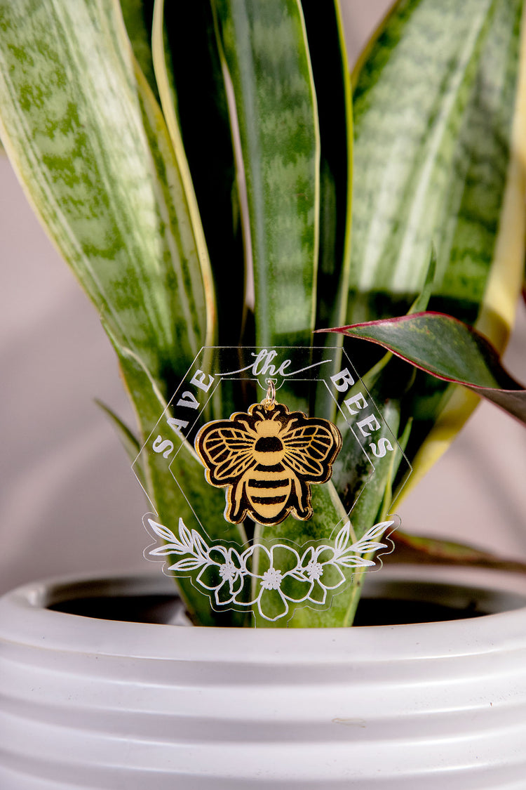 Save the Bees Honeycomb Acrylic Plant Stake