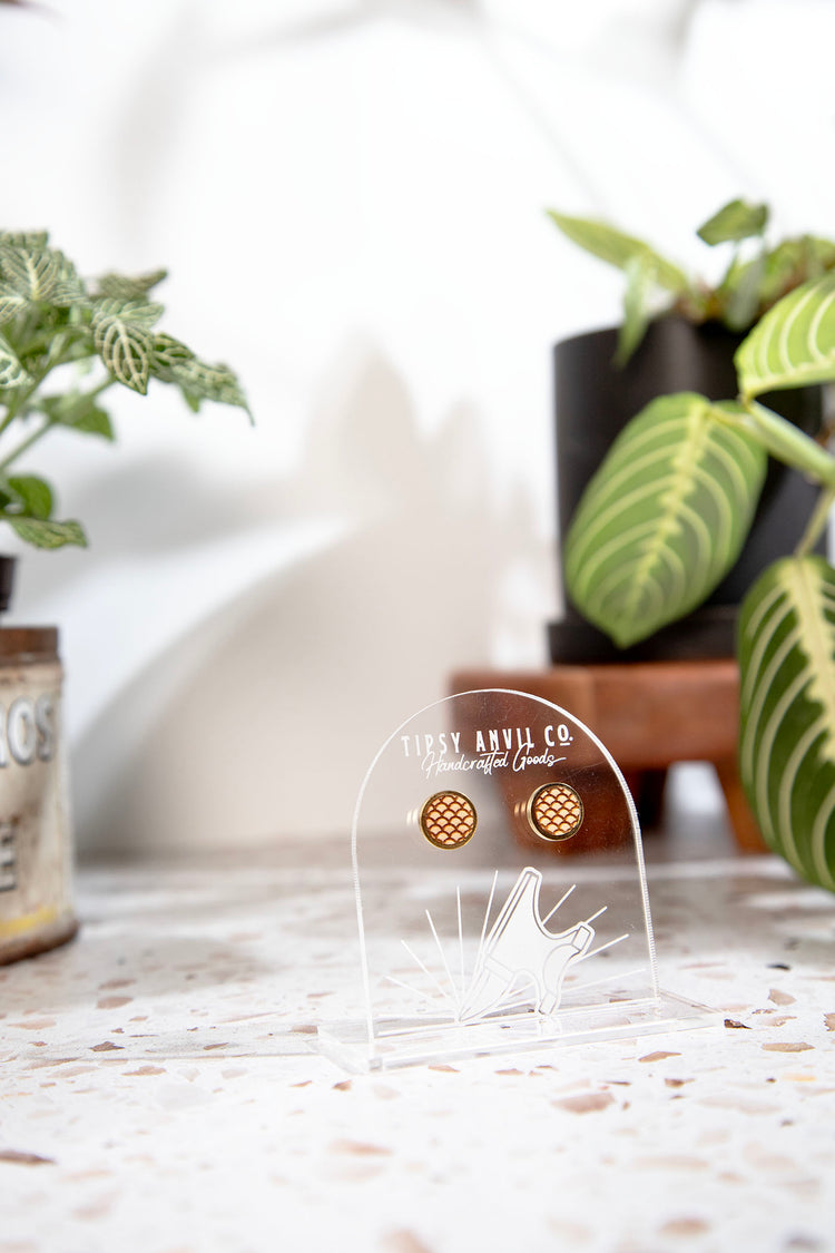 Scallop Wood Stud Earrings