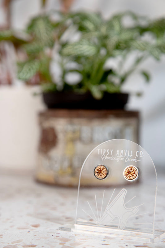 Snowflake Wood Stud Earrings