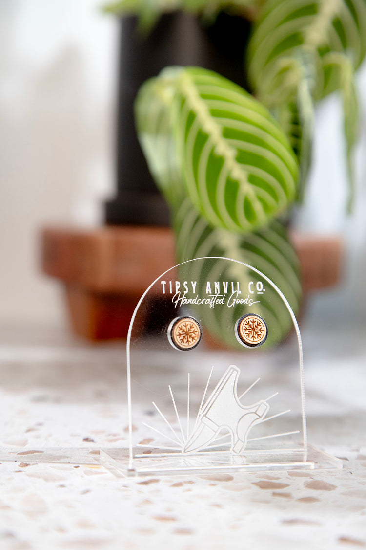 Snowflake Wood Stud Earrings