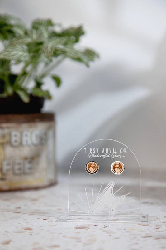 Snowman Wood Stud Earrings