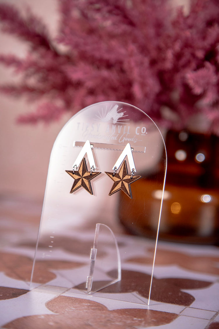 Star Silver Dangle Earrings