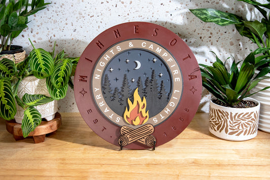 Starry Nights MN Wood Sign 15 in Round