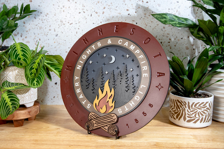 Starry Nights MN Wood Sign 15 in Round
