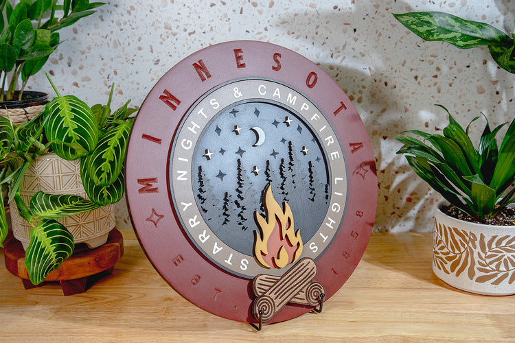 Starry Nights MN Wood Sign 15 in Round