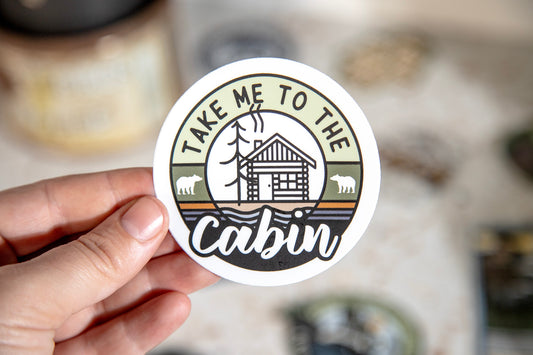 Take Me To Cabin Sticker 3in.