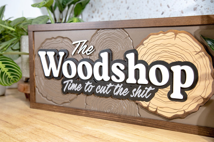 The Woodshop Engraved Wood Sign 22x10