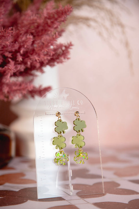 Tiered Shamrock Dangle Earrings