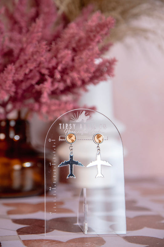 Travel World Wood Dangle Earrings