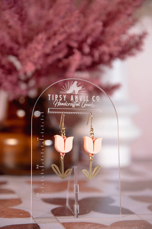 Tulip Gold Leaf Dangle Earrings