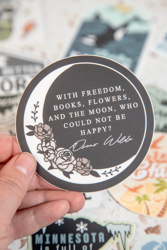 Freedom, Book, Flowers Wilde Sticker