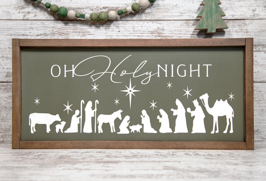 Oh Holy Night Nativity Wood Sign 24x11