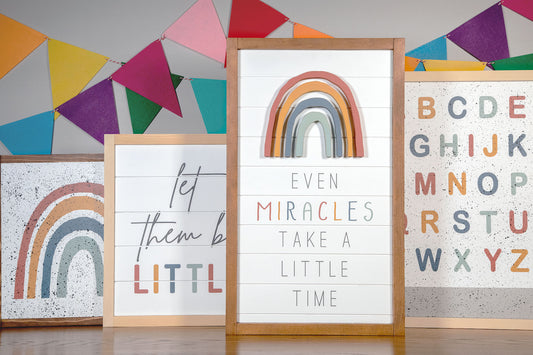Even Miracles Take a Little Time Rainbow Wood Sign