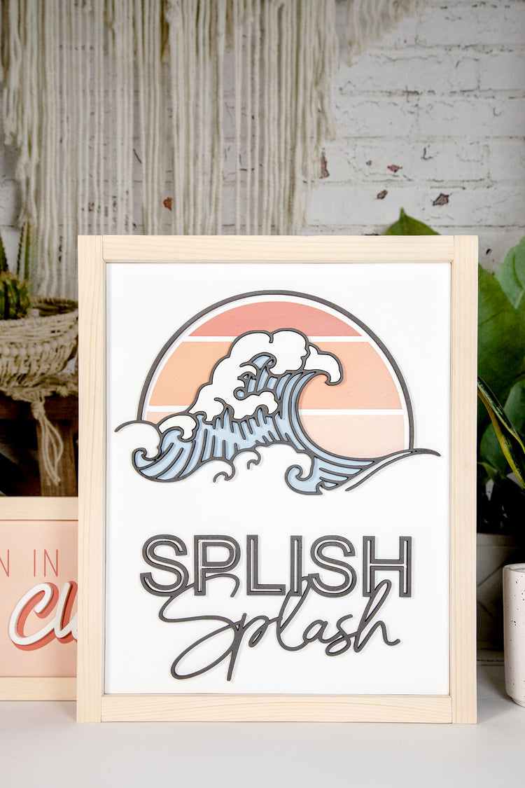 Splish Splash 3D Wave Wood Sign
