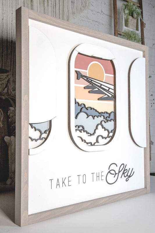 Take To The Sky 3D Wood Sign 20x20 Inches