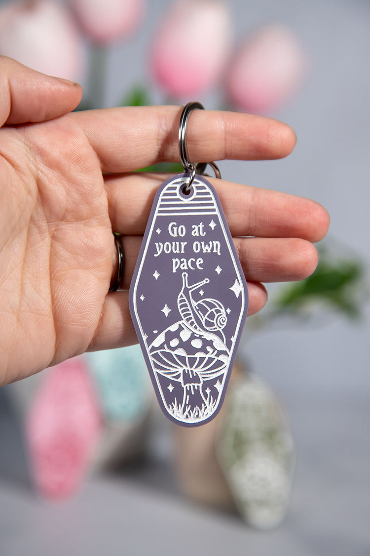 Go At Your Own Pace Snail Acrylic Retro Keychain