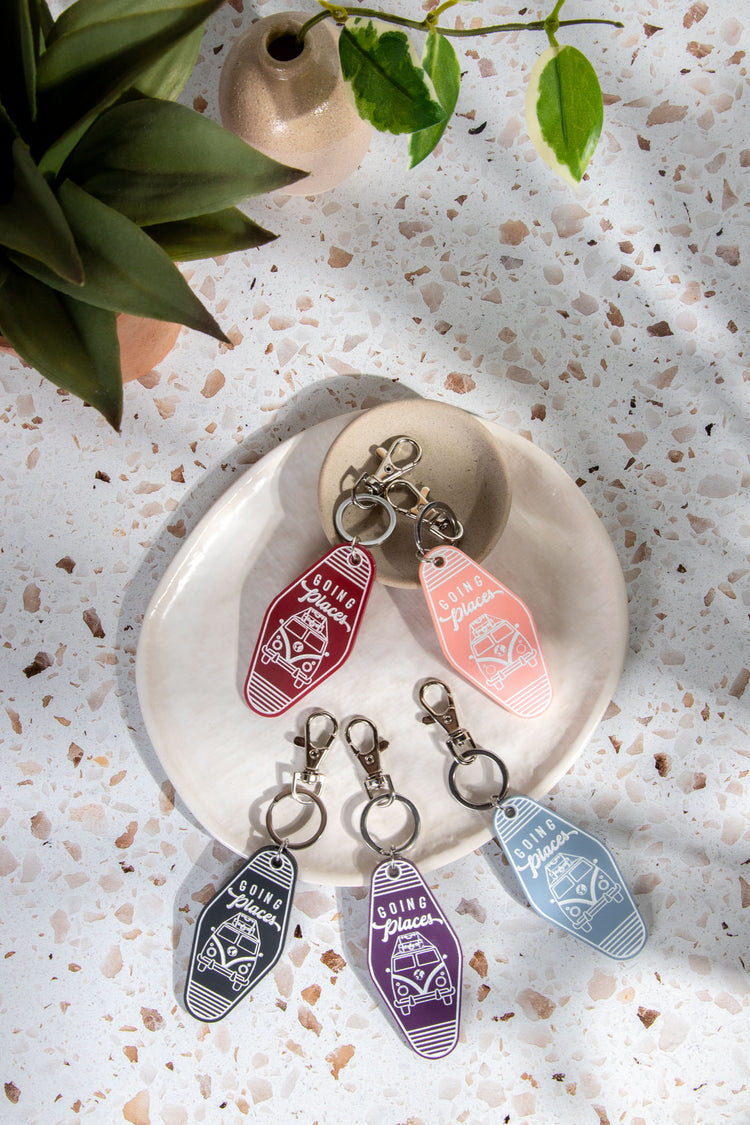 Going Places Travel Acrylic Retro Keychain