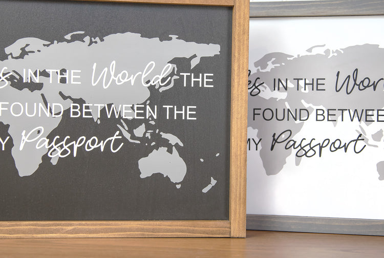World Map Wood Sign - 24x12 Inches