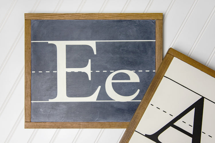 Alphabet Letter Custom Chalkboard Wood Sign 14x12