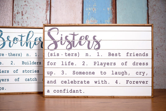 Sisters Definition Shiplap Wood Sign 18x12