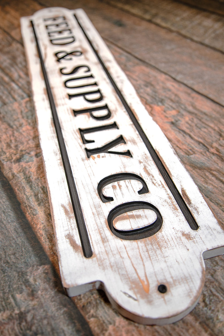 Feed & Supply Co Engraved Wood Sign 36x7