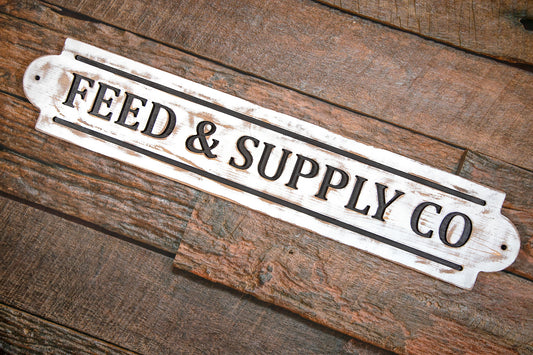 Feed & Supply Co Engraved Wood Sign 36x7