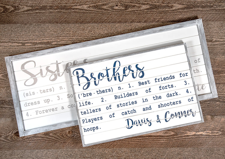 Brother Custom Name Definition Sign 18x12 or 30x12
