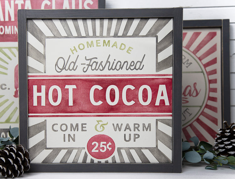 Hot Cocoa Grainsack Wood Sign 14x14
