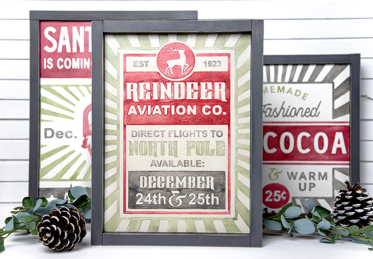 Reindeer Wood Sign Aviation Co. Wood Sign 14x11